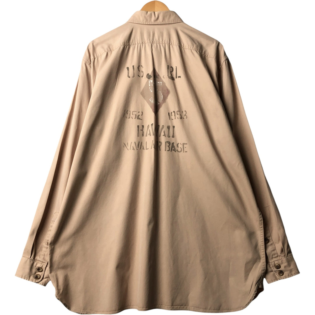 Ralph Lauren Gusseted Military Shirt, Men's XL cotton Beige type Vintage Second Hand