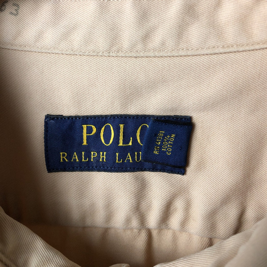 Ralph Lauren Gusseted Military Shirt, Men's XL cotton Beige type Vintage Second Hand