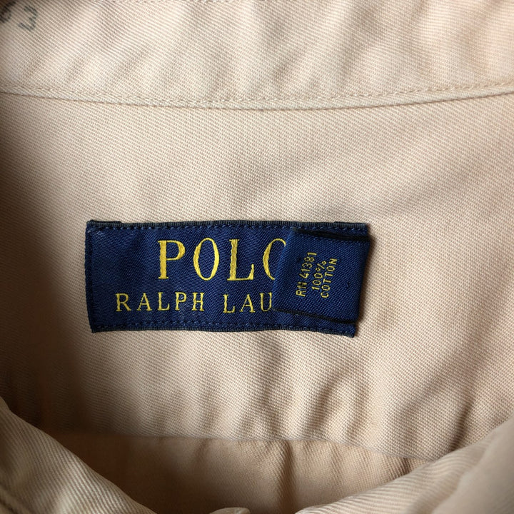 Ralph Lauren Gusseted Military Shirt, Men's XL cotton Beige type Vintage Second Hand