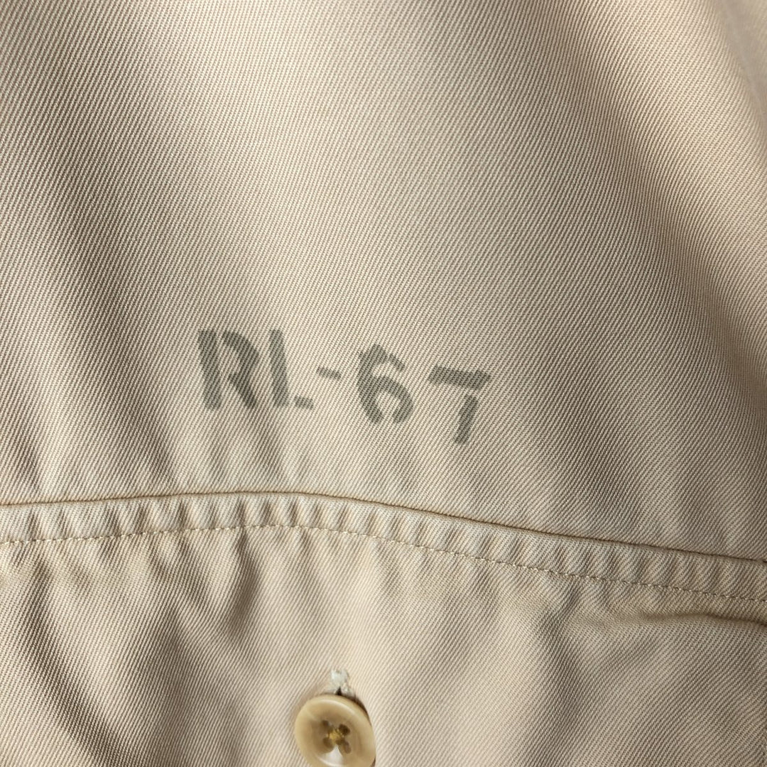 Ralph Lauren Gusseted Military Shirt, Men's XL cotton Beige type Vintage Second Hand