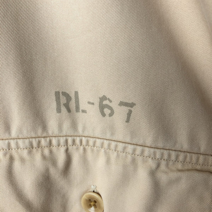 Ralph Lauren Gusseted Military Shirt, Men's XL cotton Beige type Vintage Second Hand