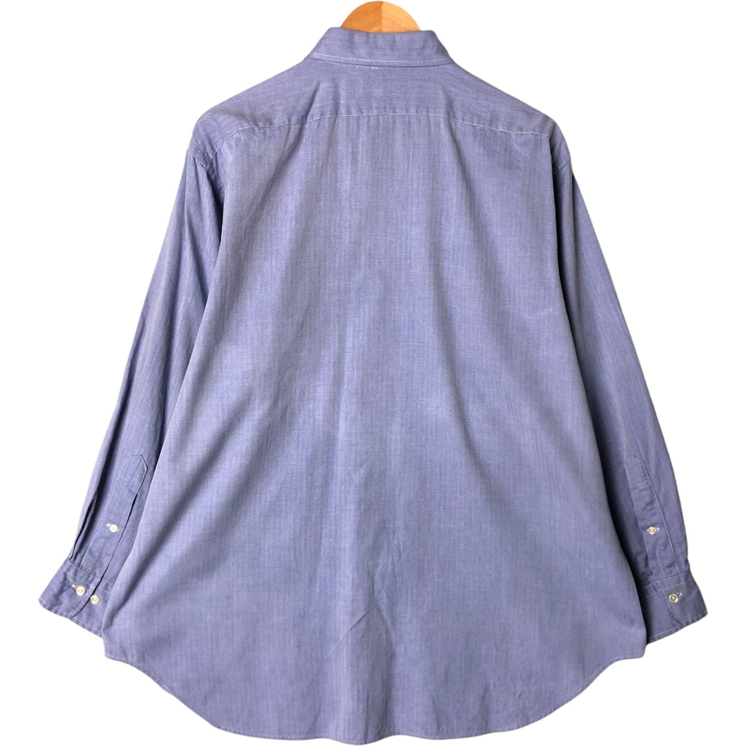 Ralph Lauren POLO by Ralph Lauren ANDREW herringbone long sleeve cotton shirt, men's XL size cotton Blue type light blue Vintage Second Hand