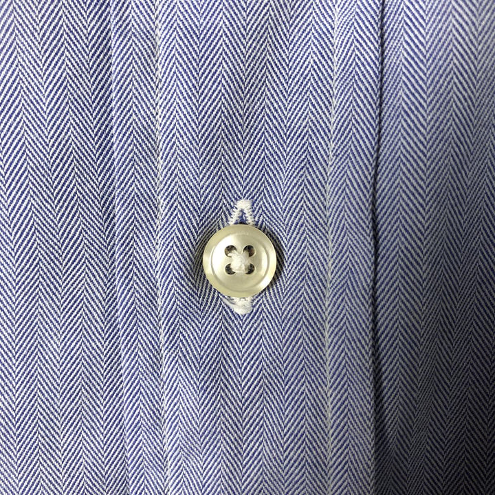 Ralph Lauren POLO by Ralph Lauren ANDREW herringbone long sleeve cotton shirt, men's XL size cotton Blue type light blue Vintage Second Hand