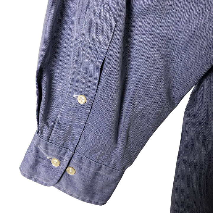Ralph Lauren POLO by Ralph Lauren ANDREW herringbone long sleeve cotton shirt, men's XL size cotton Blue type light blue Vintage Second Hand