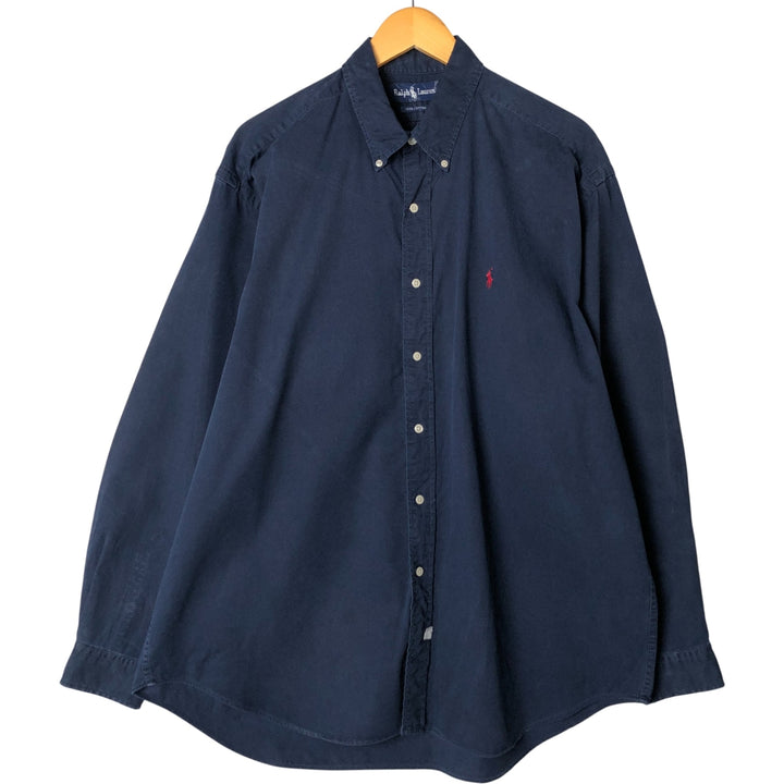 Ralph Lauren long sleeve button down shirt, men's XL size cotton navy blue type Vintage Second Hand