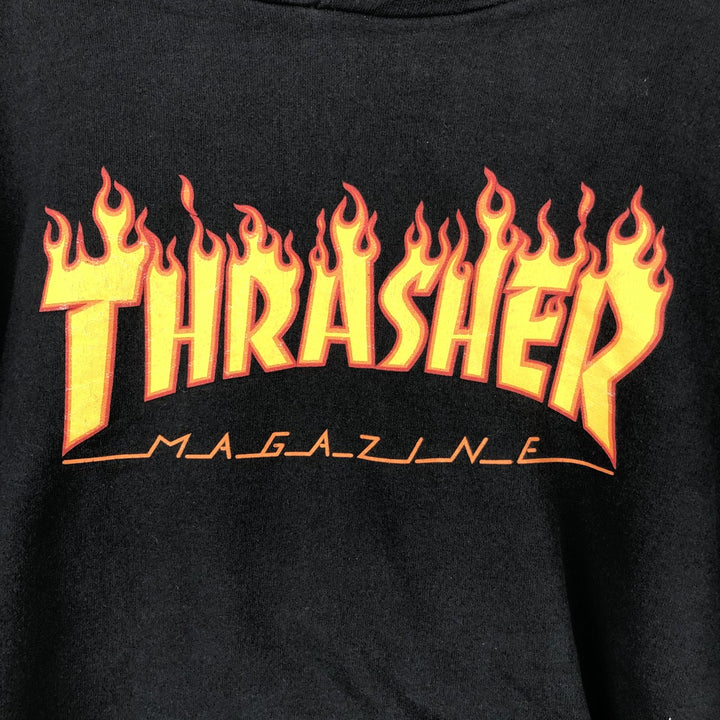 Thrasher Fire Pattern Pullover Hoodie, Men's Size Small cotton black type Vintage Second Hand