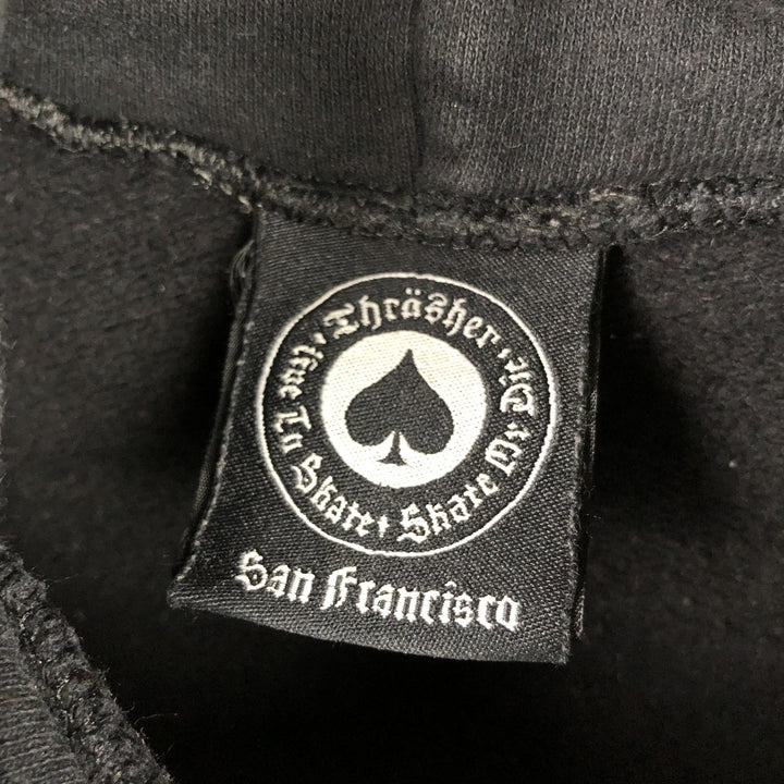 Thrasher Fire Pattern Pullover Hoodie, Men's Size Small cotton black type Vintage Second Hand