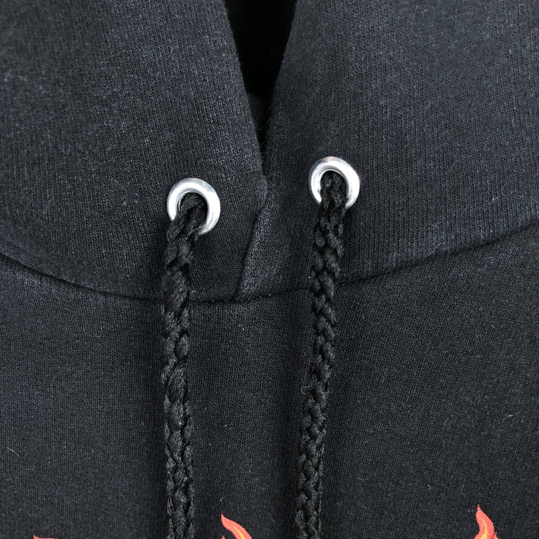 Thrasher Fire Pattern Pullover Hoodie, Men's Size Small cotton black type Vintage Second Hand