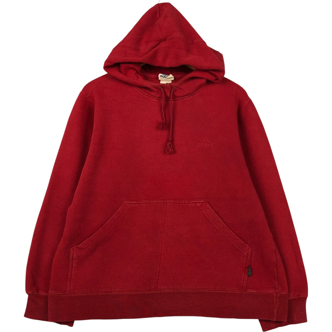 ~2000'S Adidas sweatshirt pullover hoodie, men's size M cotton red type Vintage Second Hand
