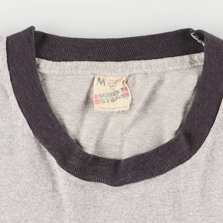 SCREEN STARS Ringer T-Shirt, Made in USA, Men's Size M cotton gray type Vintage Second Hand