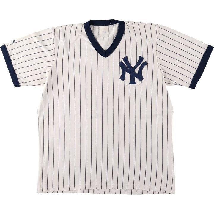 Majestic MLB New York Yankees Striped Ringer T-Shirt, Made in USA, Men's XL unclear navy blue type Vintage Second Hand