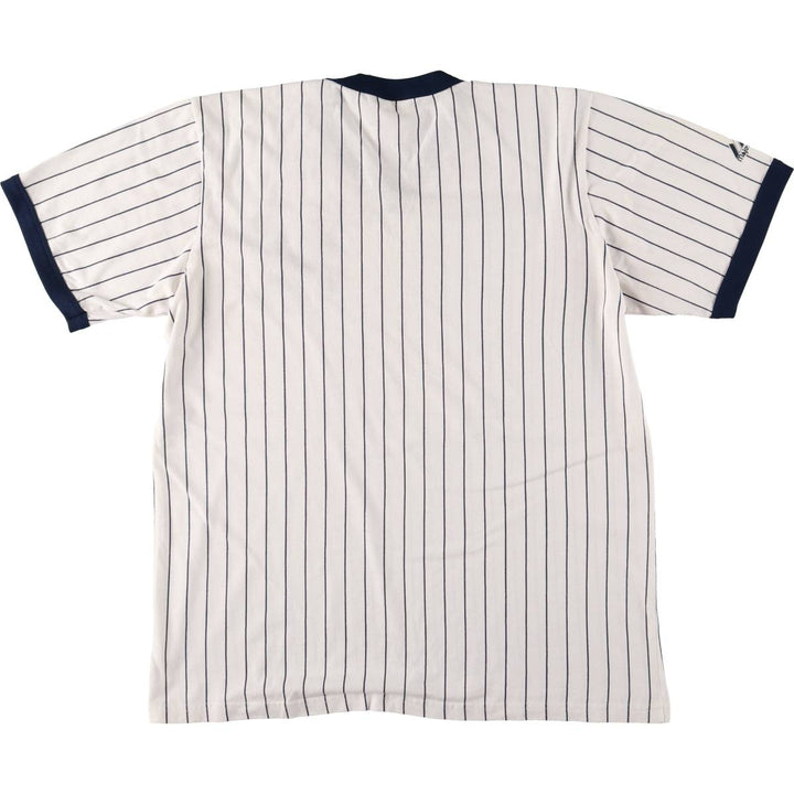 Majestic MLB New York Yankees Striped Ringer T-Shirt, Made in USA, Men's XL unclear navy blue type Vintage Second Hand