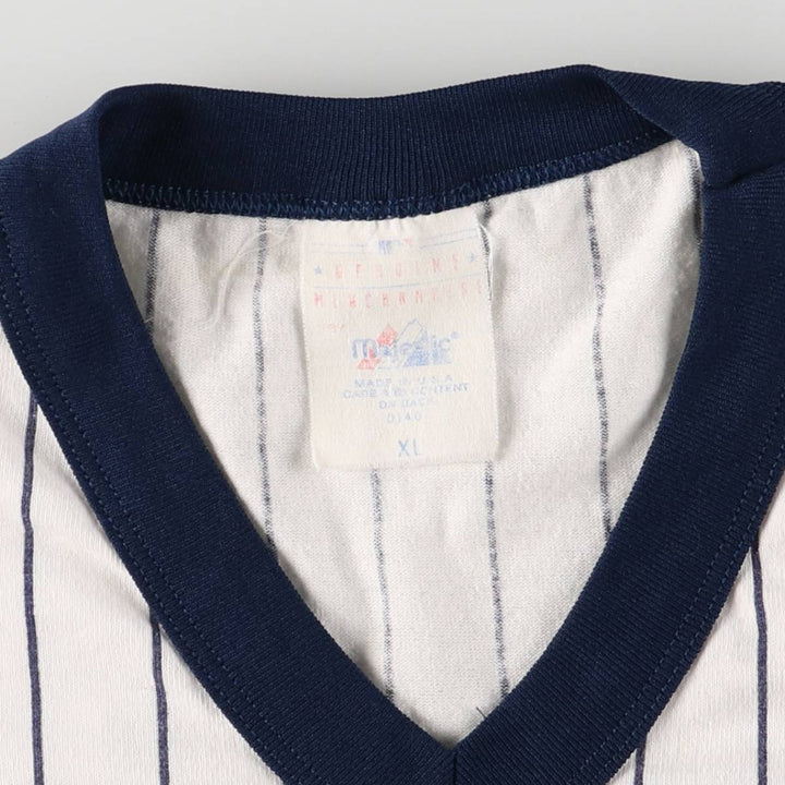 Majestic MLB New York Yankees Striped Ringer T-Shirt, Made in USA, Men's XL unclear navy blue type Vintage Second Hand
