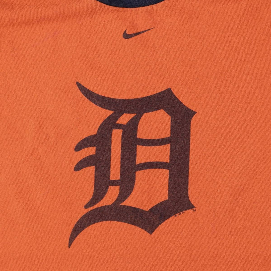 Nike MLB Detroit Tigers Ringer T-Shirt, Men's Size Small cotton orange type Vintage Second Hand