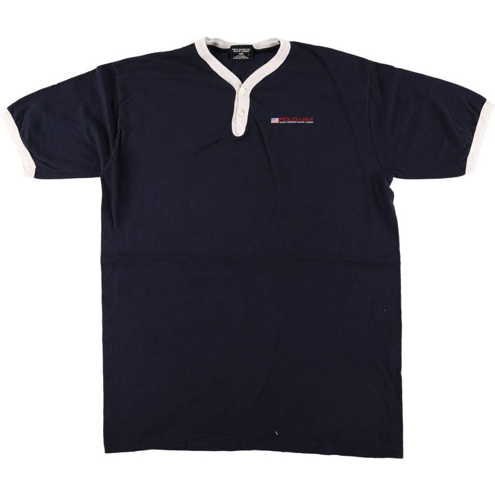 2000'S Ralph Lauren Polo Jeans Co. Henley T-shirt, men's size L cotton black type Vintage Second Hand