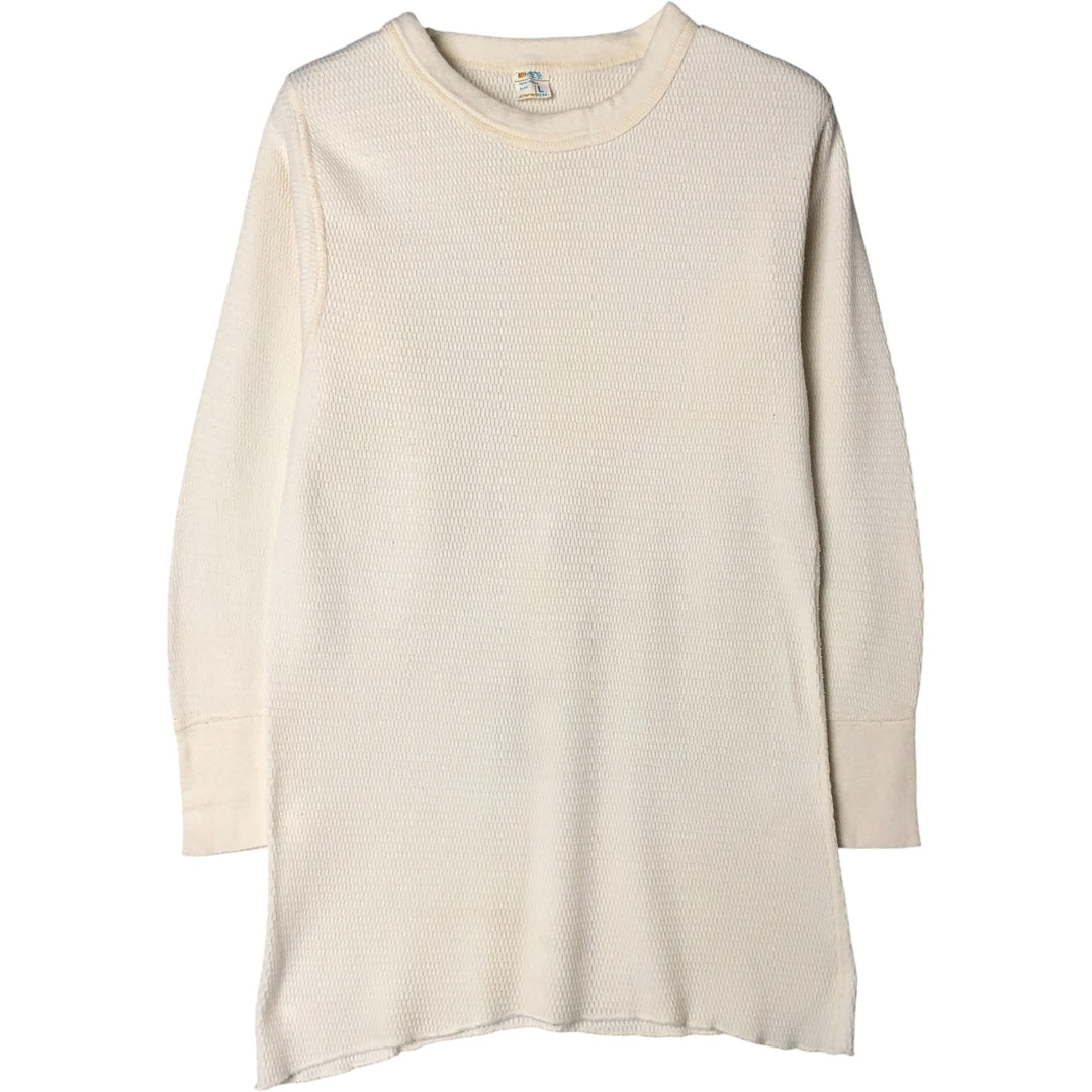 Vintage 1970'S JCPenney Thermal Long T-shirt, Honeycomb, Men's Size L cotton pale white type Vintage Second Hand