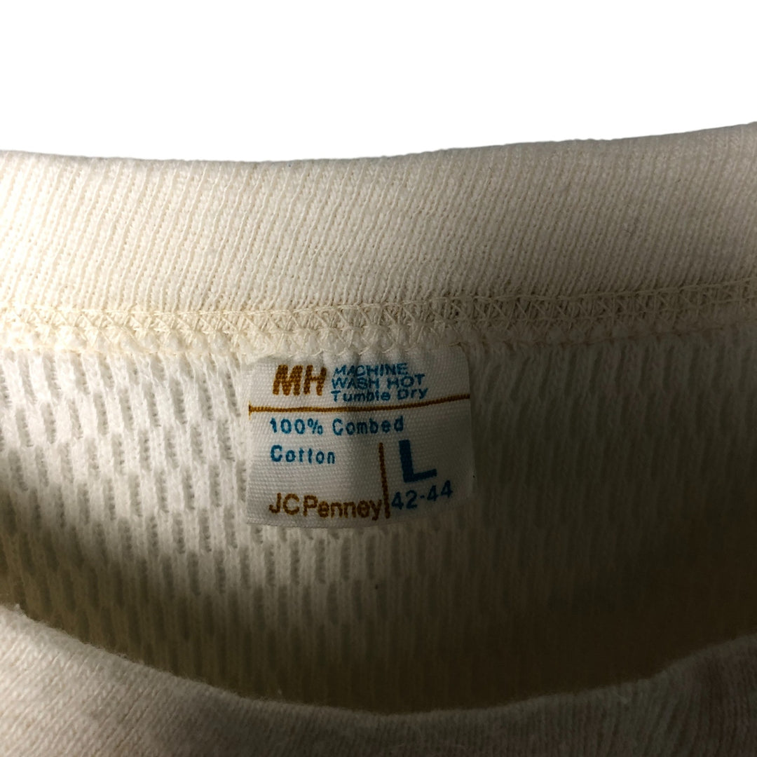 Vintage 1970'S JCPenney Thermal Long T-shirt, Honeycomb, Men's Size L cotton pale white type Vintage Second Hand