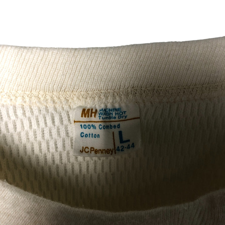 Vintage 1970'S JCPenney Thermal Long T-shirt, Honeycomb, Men's Size L cotton pale white type Vintage Second Hand