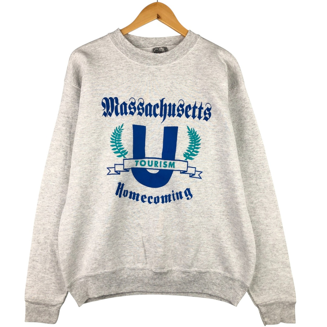 Vintage 1980'S Oneita college sweatshirt, made in the USA, size XL, men's polyester gray type Vintage Second Hand