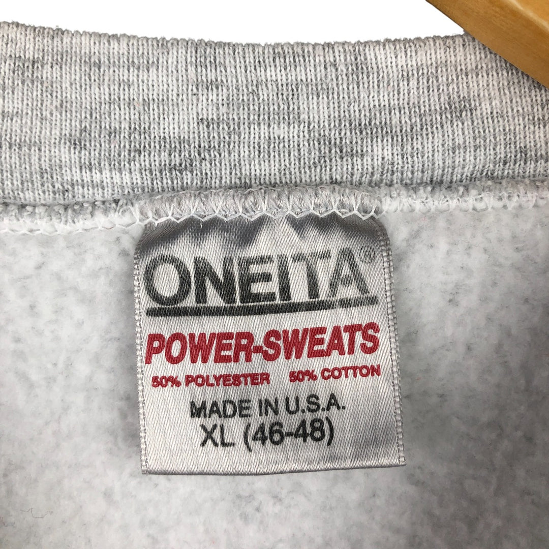 Vintage 1980'S Oneita college sweatshirt, made in the USA, size XL, men's polyester gray type Vintage Second Hand