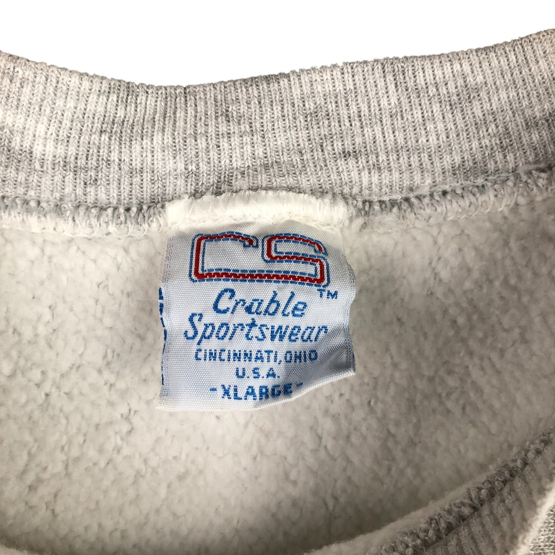 Vintage 90'S Crable Sportswear college sweatshirt, made in the USA, size XL, men's cotton gray type Vintage Second Hand