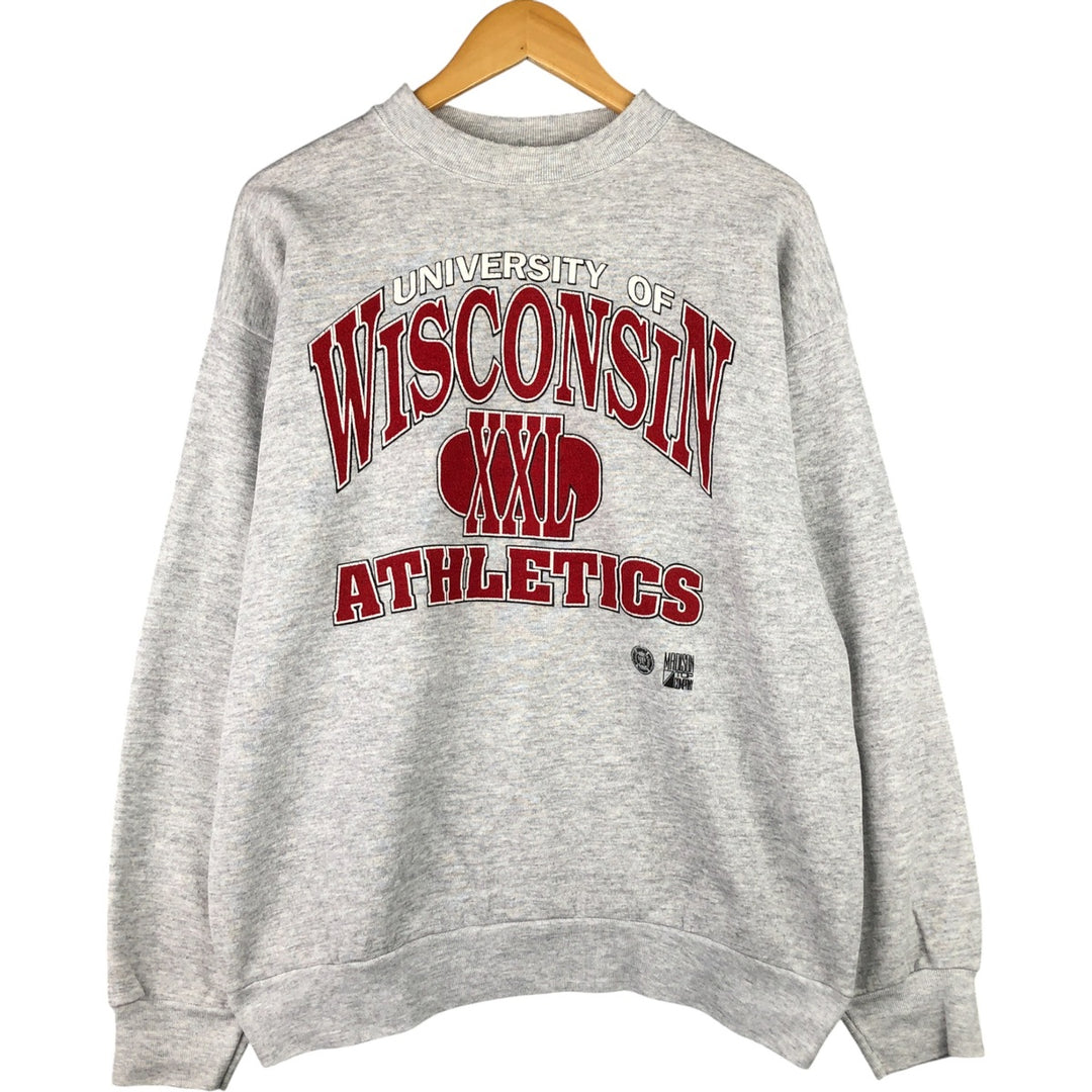 Vintage 1990'S Tartex University of Wisconsin college sweatshirt, made in the USA, men's size XL cotton gray type Vintage Second Hand