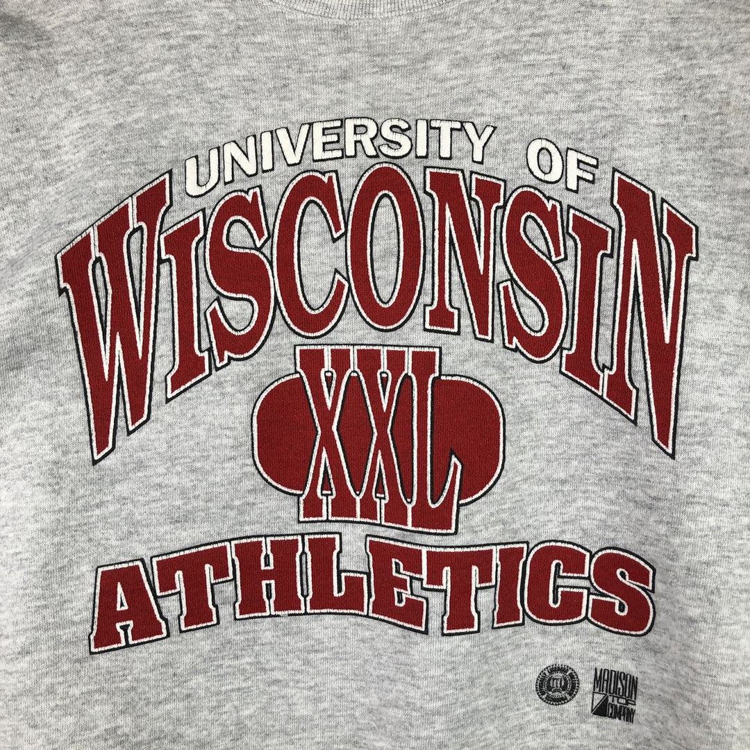 Vintage 1990'S Tartex University of Wisconsin college sweatshirt, made in the USA, men's size XL cotton gray type Vintage Second Hand