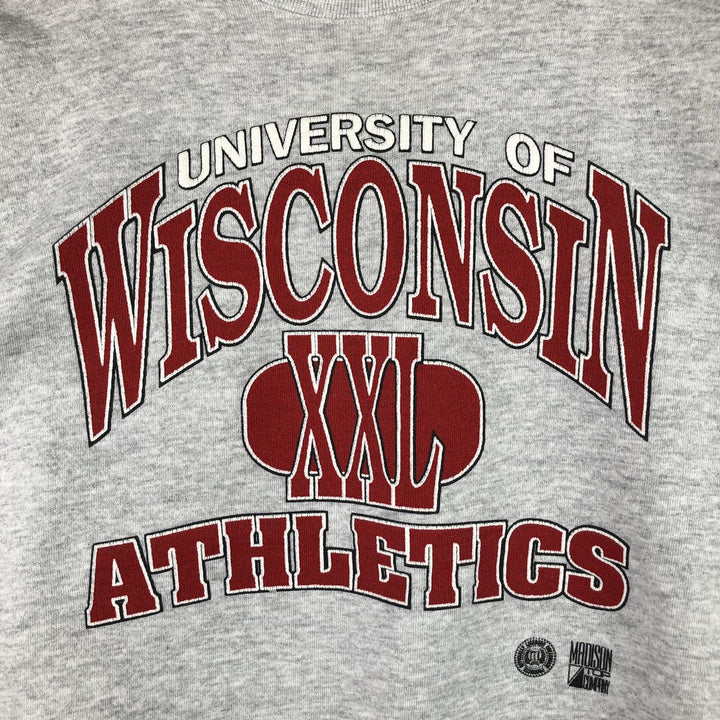 Vintage 1990'S Tartex University of Wisconsin college sweatshirt, made in the USA, men's size XL cotton gray type Vintage Second Hand