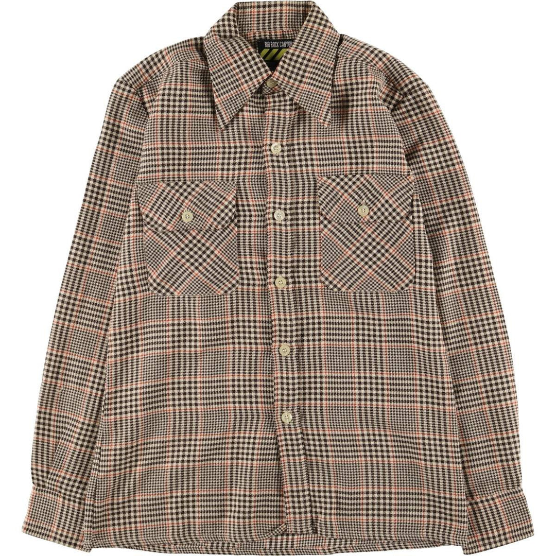 BIG ROCK CANYON Gun Club Check Long Sleeve Light Flannel Shirt, Women's Medium cotton Beige type Vintage Second Hand