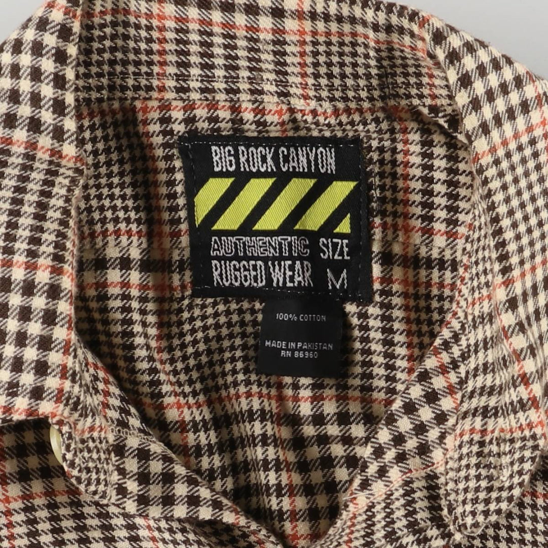 BIG ROCK CANYON Gun Club Check Long Sleeve Light Flannel Shirt, Women's Medium cotton Beige type Vintage Second Hand
