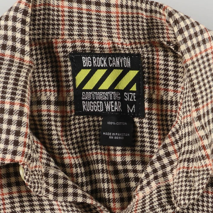 BIG ROCK CANYON Gun Club Check Long Sleeve Light Flannel Shirt, Women's Medium cotton Beige type Vintage Second Hand