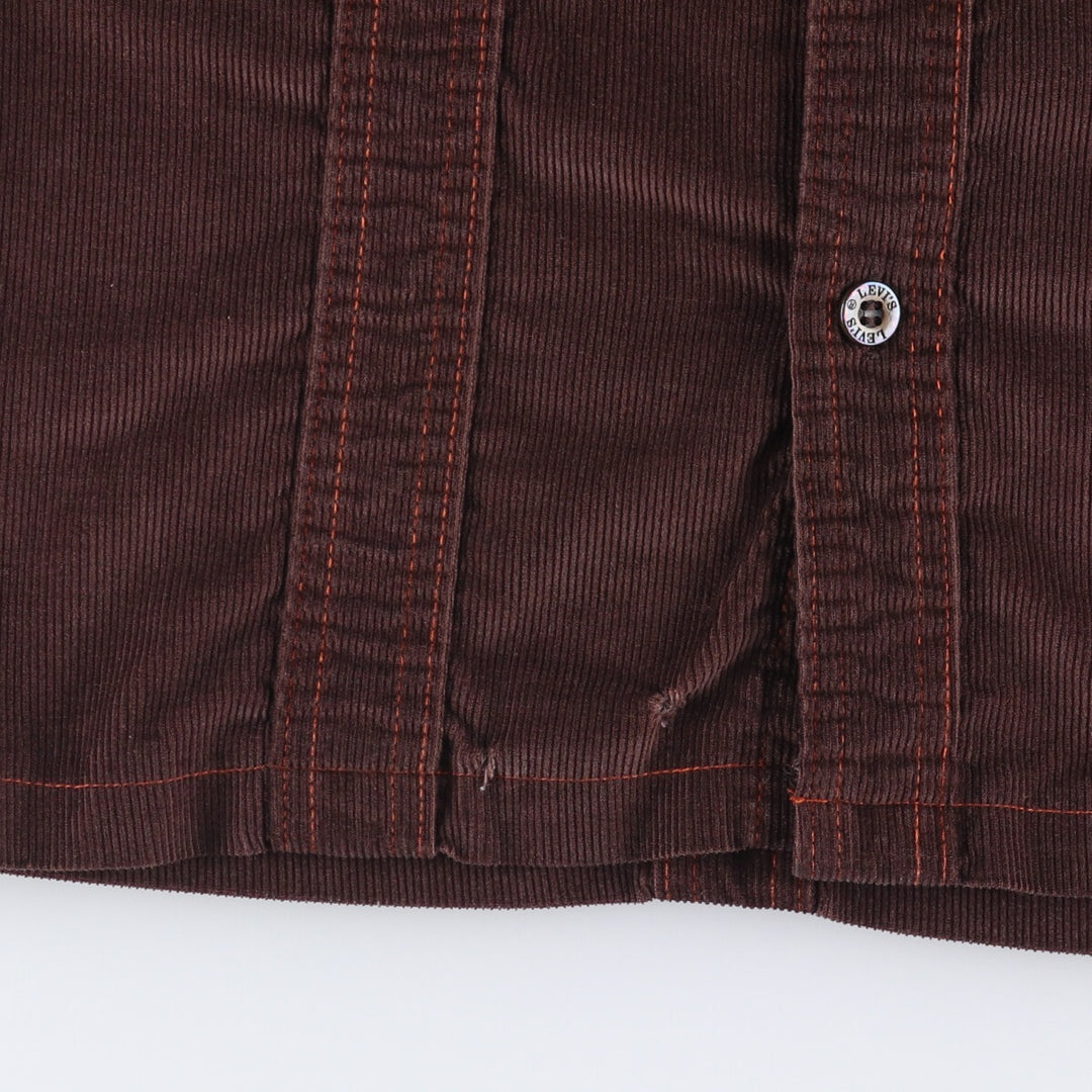 Vintage 1970'S Levi's PANATELA TOPS open collar long sleeve corduroy box shirt, women's size S unclear brown type Vintage Second Hand