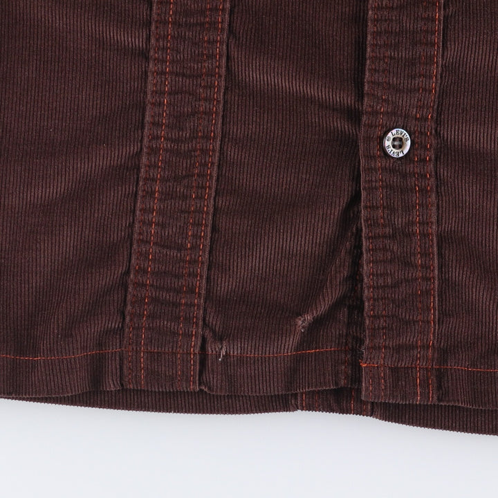 Vintage 1970'S Levi's PANATELA TOPS open collar long sleeve corduroy box shirt, women's size S unclear brown type Vintage Second Hand