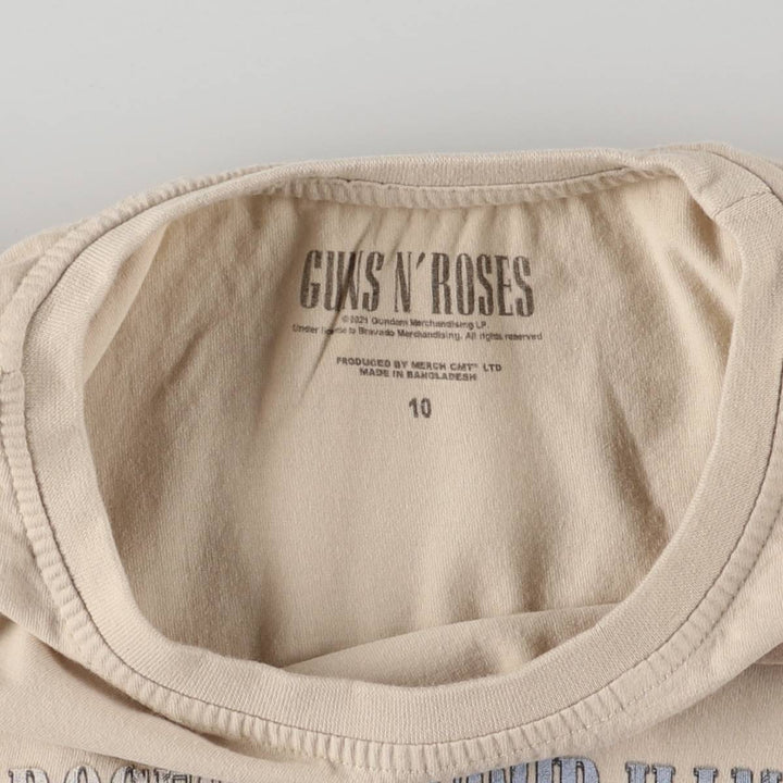 GUNS N' ROSES Band T-Shirt, Women's Size L cotton Beige type Vintage Second Hand