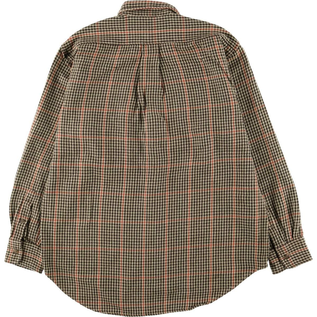 Vintage 90'S J.Crew Houndstooth Pattern Long Sleeve Button-Down Shirt, Men's Size Small cotton Beige type Vintage Second Hand