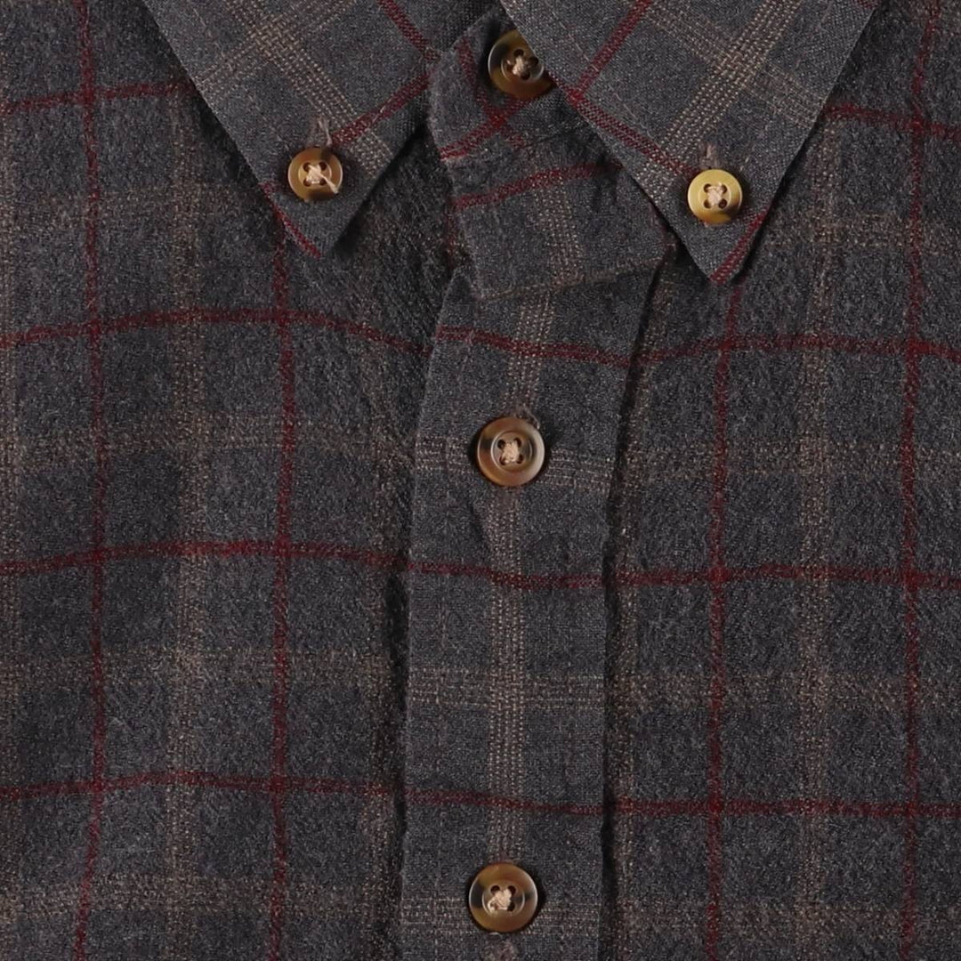 2000'S Pendleton Sir Pendleton Check Pattern Button-Down Long Sleeve Wool Shirt, Women's Size L wool Charcoal Vintage Second Hand