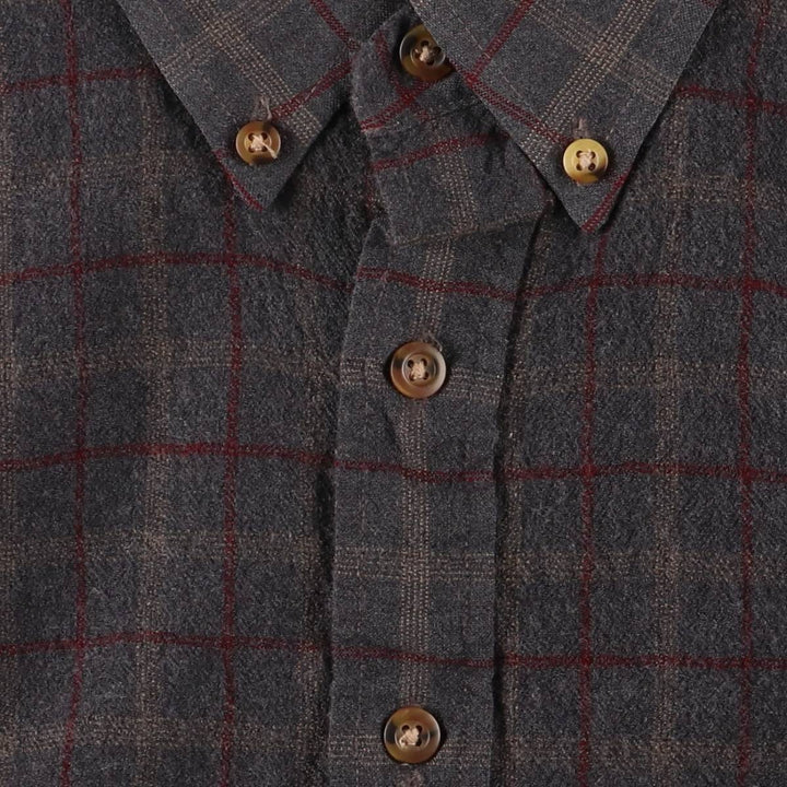 2000'S Pendleton Sir Pendleton Check Pattern Button-Down Long Sleeve Wool Shirt, Women's Size L wool Charcoal Vintage Second Hand