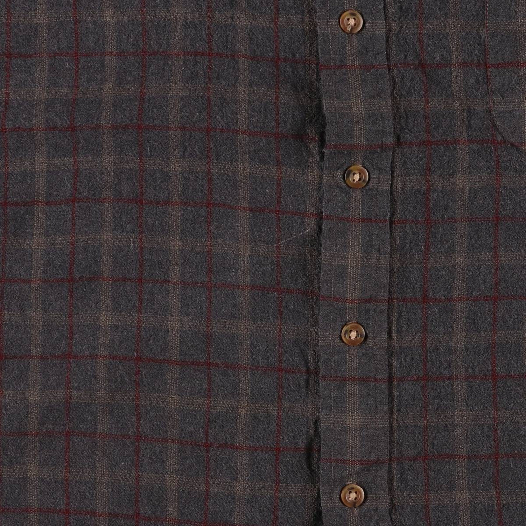 2000'S Pendleton Sir Pendleton Check Pattern Button-Down Long Sleeve Wool Shirt, Women's Size L wool Charcoal Vintage Second Hand