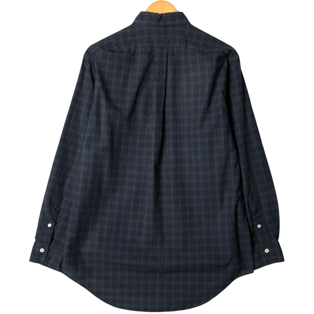 Ralph Lauren Blackwatch Check Long Sleeve Button-Down Check Shirt, Men's Size L cotton navy blue type Vintage Second Hand