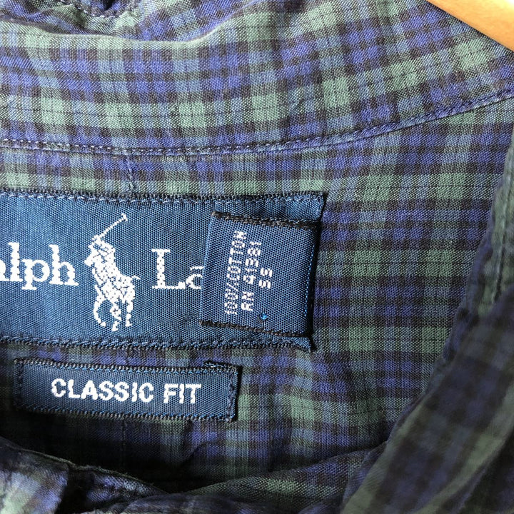 Ralph Lauren Classic Fit Blackwatch Check Long Sleeve Button-Down Check Shirt, Men's XL cotton navy blue type Vintage Second Hand