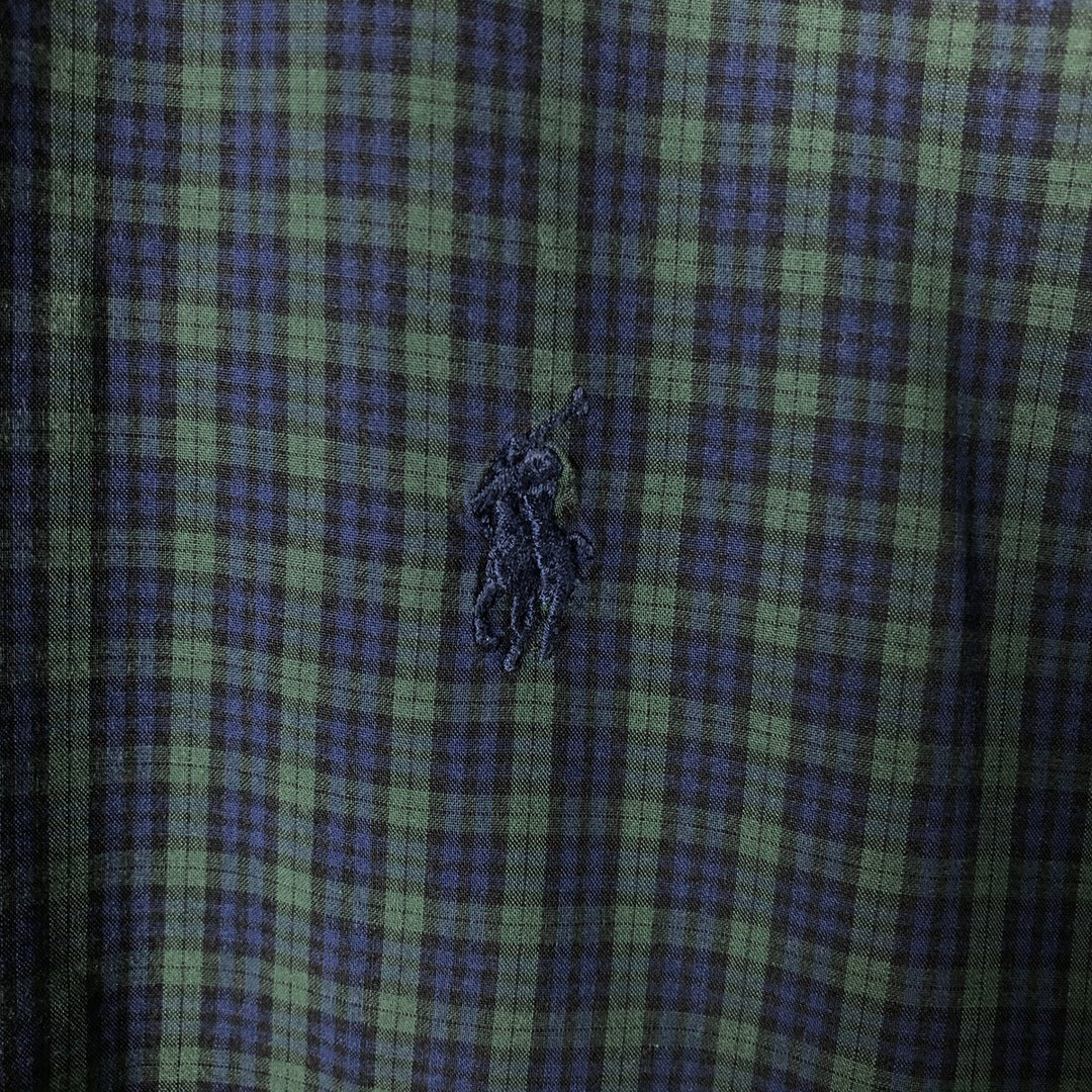 Ralph Lauren Classic Fit Blackwatch Check Long Sleeve Button-Down Check Shirt, Men's XL cotton navy blue type Vintage Second Hand