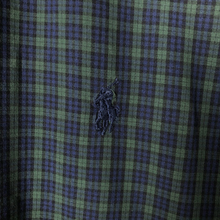 Ralph Lauren Classic Fit Blackwatch Check Long Sleeve Button-Down Check Shirt, Men's XL cotton navy blue type Vintage Second Hand