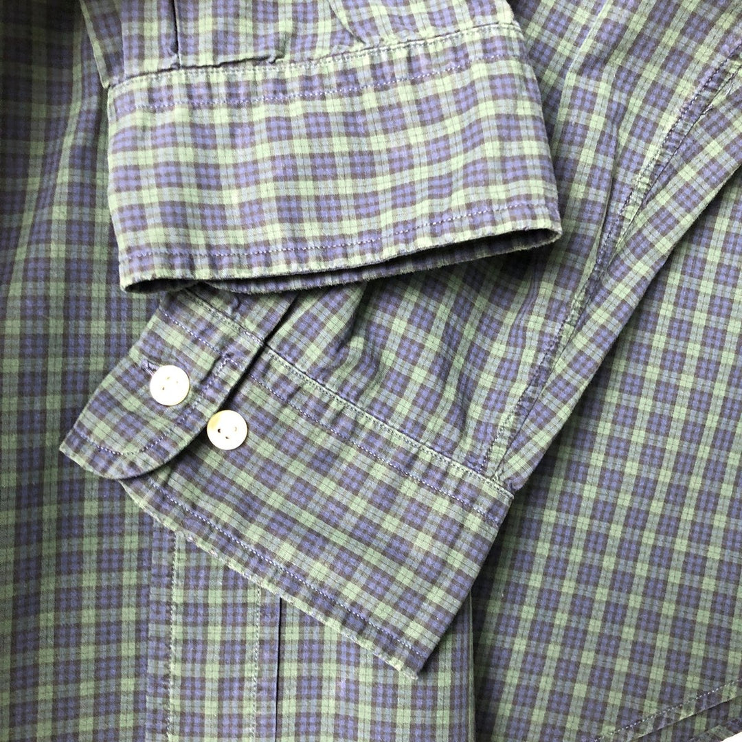 Ralph Lauren Classic Fit Blackwatch Check Long Sleeve Button-Down Check Shirt, Men's XL cotton navy blue type Vintage Second Hand