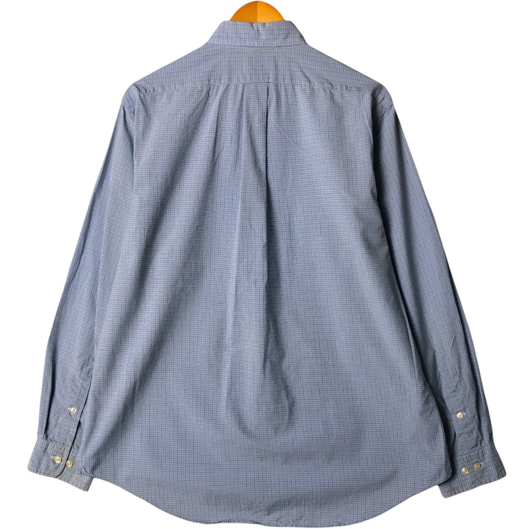 Ralph Lauren CUSTOM FIT long sleeve button down check shirt, men's size L cotton Blue type light blue Vintage Second Hand