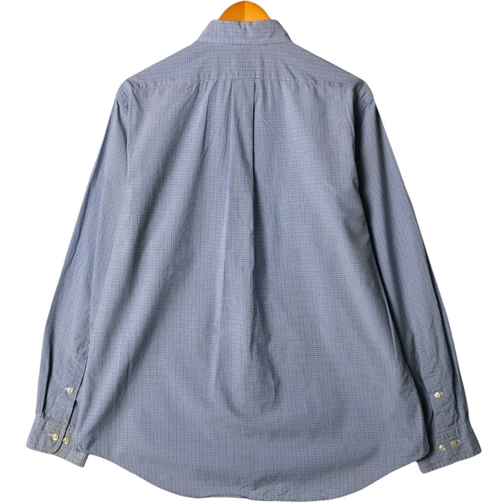 Ralph Lauren CUSTOM FIT long sleeve button down check shirt, men's size L cotton Blue type light blue Vintage Second Hand
