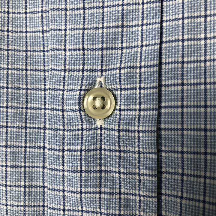 Ralph Lauren CUSTOM FIT long sleeve button down check shirt, men's size L cotton Blue type light blue Vintage Second Hand