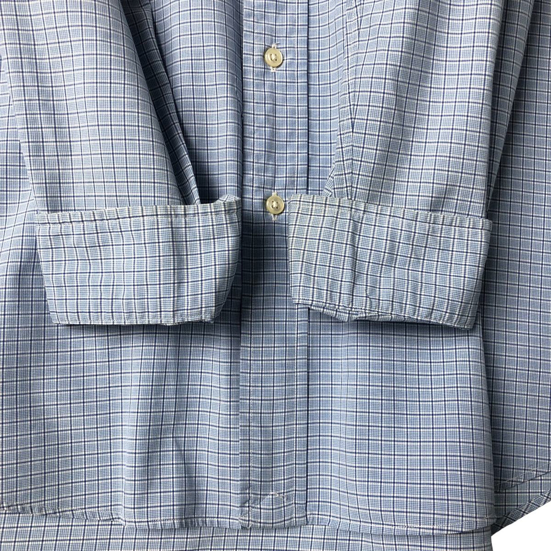 Ralph Lauren CUSTOM FIT long sleeve button down check shirt, men's size L cotton Blue type light blue Vintage Second Hand