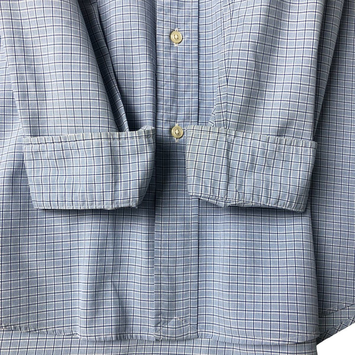 Ralph Lauren CUSTOM FIT long sleeve button down check shirt, men's size L cotton Blue type light blue Vintage Second Hand