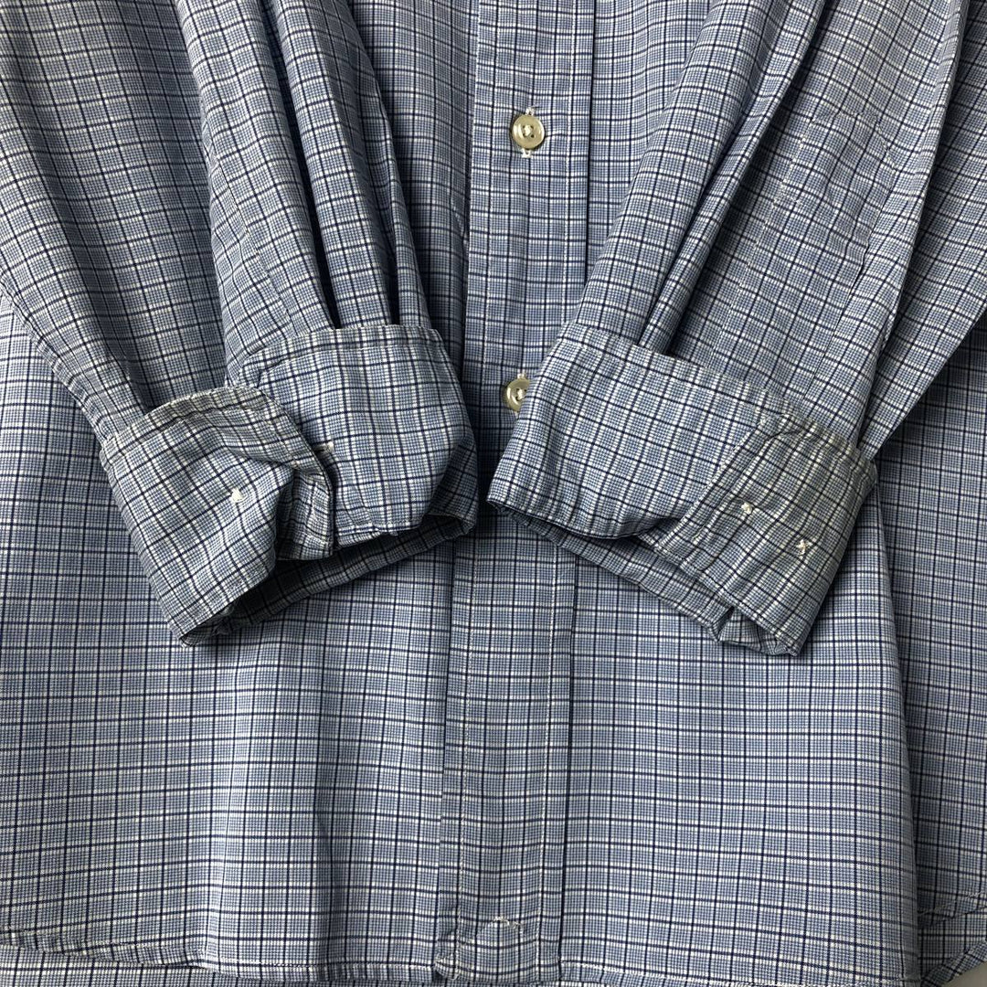 Ralph Lauren CUSTOM FIT long sleeve button down check shirt, men's size L cotton Blue type light blue Vintage Second Hand