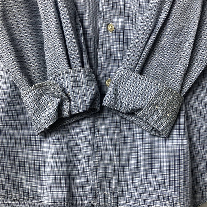 Ralph Lauren CUSTOM FIT long sleeve button down check shirt, men's size L cotton Blue type light blue Vintage Second Hand